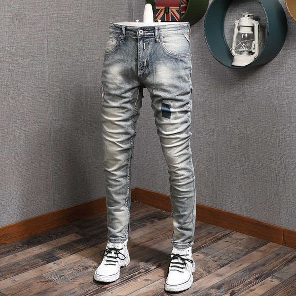 italian style fashion men jeans retro blue wash elastic slim fit ripped denim trousers vintage designer streetwear hip hop pants
italian style fashion men jeans retro blue wash elastic slim fit ripped denim trousers vintage designer streetwear hip hop pants