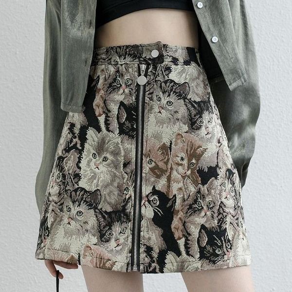 skirts elegant vintage ladies cat printed mini a-line women embroidery pencil high waist skirt mujer zipper, Black
skirts elegant vintage ladies cat printed mini a-line women embroidery pencil high waist skirt mujer zipper, Black