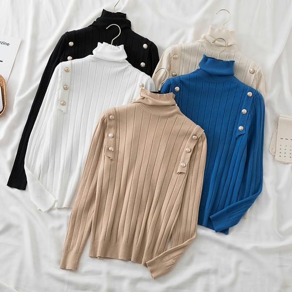 women's sweaters korean fashion double breasted turtleneck women sweater pullover autumn winter woman slim soft knit warm jumpers, White;black
women's sweaters korean fashion double breasted turtleneck women sweater pullover autumn winter woman slim soft knit warm jumpers, White;black