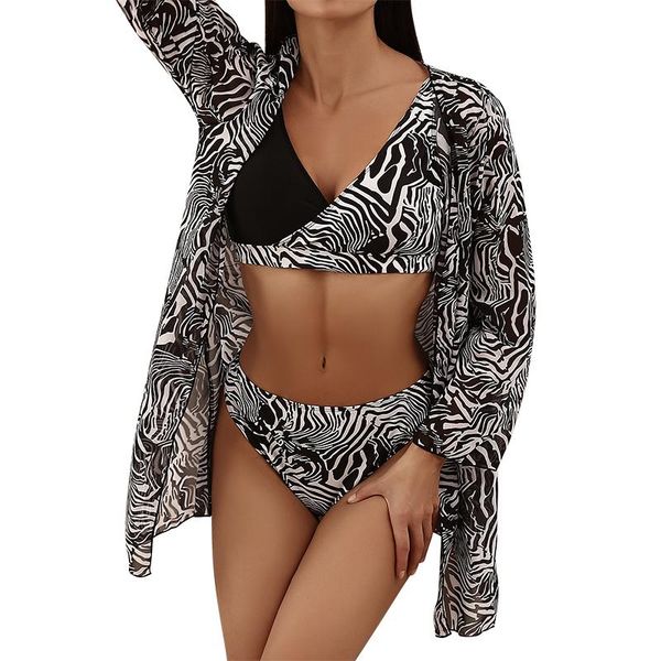 women's swimwear itranyee long sleeve bathing suit women 3 piece bikini set with cover-ups swimsuits snakeskin pattern patchwork beach, White;black
women's swimwear itranyee long sleeve bathing suit women 3 piece bikini set with cover-ups swimsuits snakeskin pattern patchwork beach, White;black