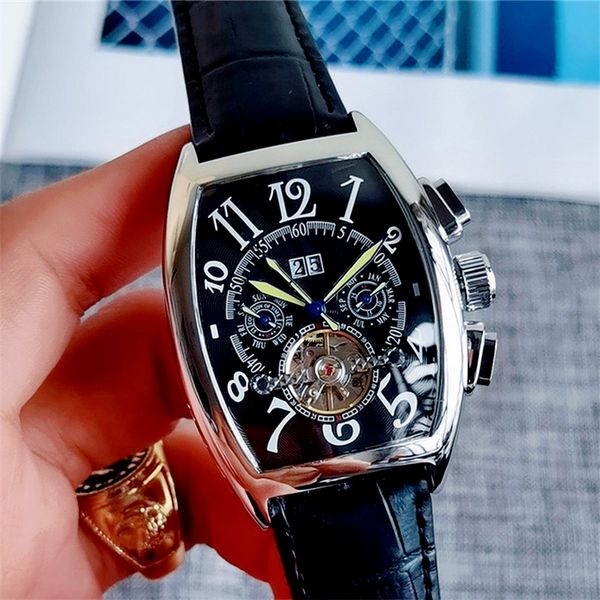 5-3men automatic mechanical watches tourbillon date monte luxury designer stainless steel dial leather strap watch sports business, Slivery;brown
5-3men automatic mechanical watches tourbillon date monte luxury designer stainless steel dial leather strap watch sports business, Slivery;brown