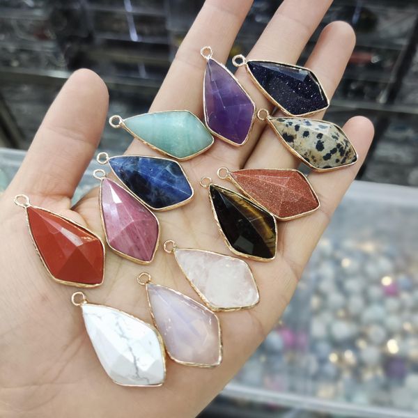 gold edge faceted natural crystal geometry stone charms rose quartz pendants trendy for jewelry making wholesale, Bronze;silver
gold edge faceted natural crystal geometry stone charms rose quartz pendants trendy for jewelry making wholesale, Bronze;silver