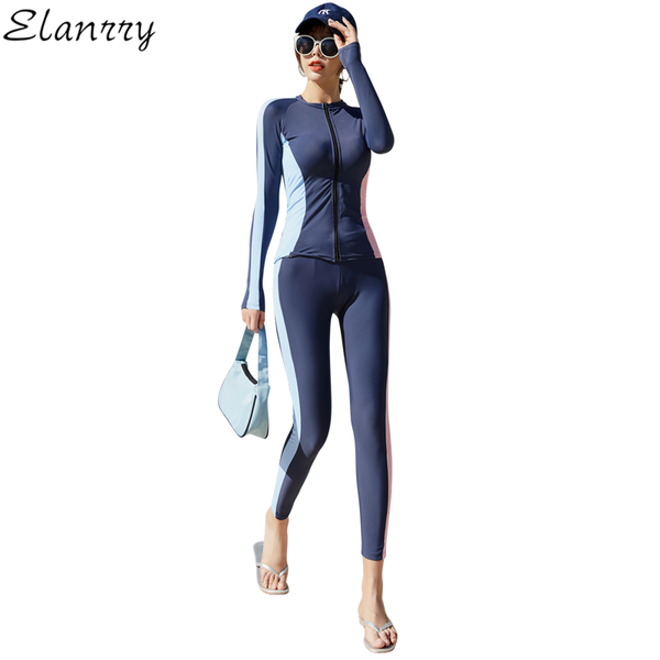 est women sports wear summer ladies beach long sleeves+long pants surfing suit padded patchwork bathing one-piece suits
est women sports wear summer ladies beach long sleeves+long pants surfing suit padded patchwork bathing one-piece suits