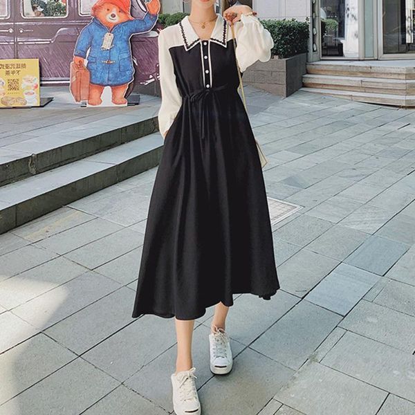 casual dresses 2021 spring autumn womens dress fashion temperament color contrast splicing doll collar long sleeve women, Black;gray
casual dresses 2021 spring autumn womens dress fashion temperament color contrast splicing doll collar long sleeve women, Black;gray