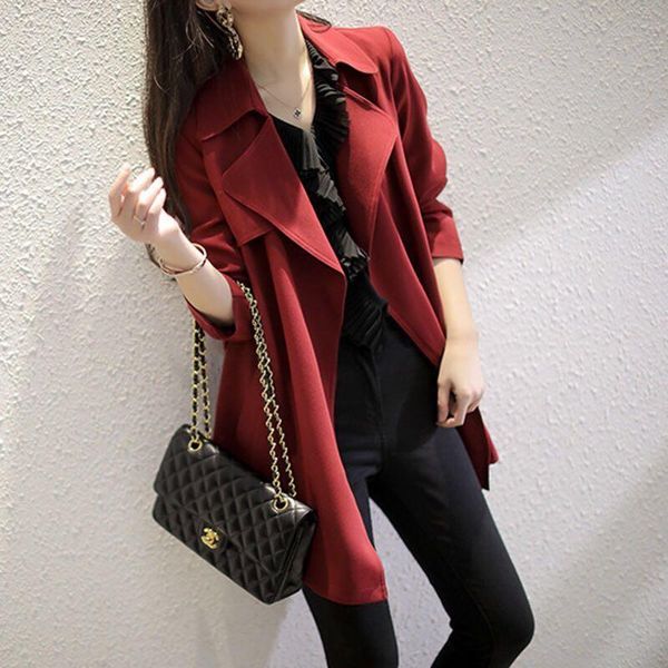 women's wool & blends 2021 spring temperament blazer hepburn pure color thin coat medium length woolen windbreaker fashion, Black
women's wool & blends 2021 spring temperament blazer hepburn pure color thin coat medium length woolen windbreaker fashion, Black