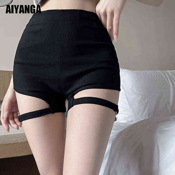 women high waist shorts hip hop girls dance double side hollow out 2022 summer gothic black stretch skinny shorts y220311, White;black
women high waist shorts hip hop girls dance double side hollow out 2022 summer gothic black stretch skinny shorts y220311, White;black