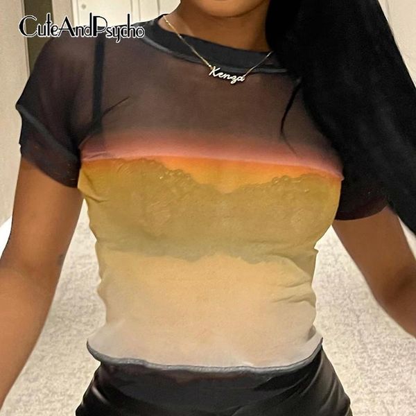 women's t-shirt gradient transparent y2k cropped tshirts women harajuku crewneck mesh slim t shirts streetwear casual cute cuteandpsyc, White
women's t-shirt gradient transparent y2k cropped tshirts women harajuku crewneck mesh slim t shirts streetwear casual cute cuteandpsyc, White