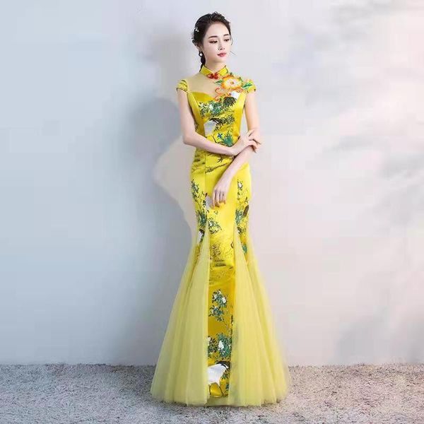 ethnic clothing lady chinese style wedding cheongsam retro slim party evening yellow dress for women long marriage gown qipao, Red
ethnic clothing lady chinese style wedding cheongsam retro slim party evening yellow dress for women long marriage gown qipao, Red