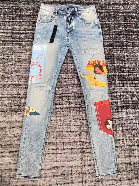 men's jeans moda masculina coreano de alta rua azul impressão mo flores micro elástico calças motocicleta américa jeans masculinas gu1j, Blue
men's jeans moda masculina coreano de alta rua azul impressão mo flores micro elástico calças motocicleta américa jeans masculinas gu1j, Blue