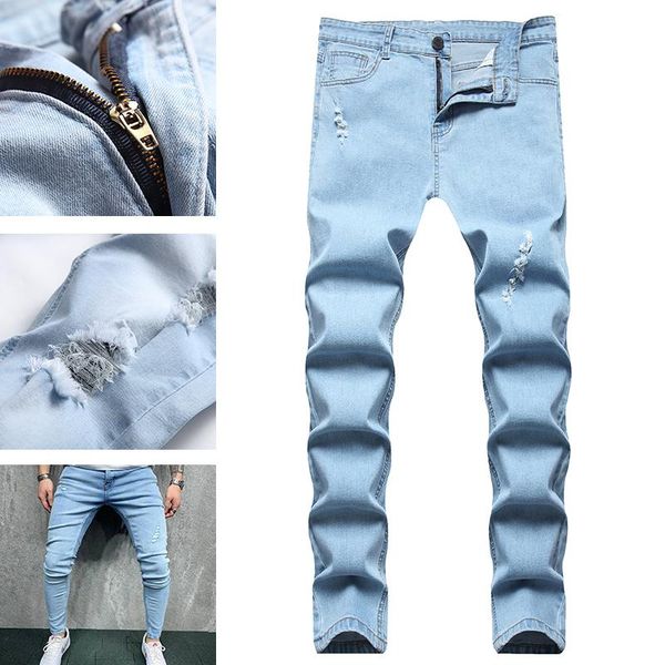 men's jeans beggar ripped slim feet pants korean version of the trend patch stretch casual trousers, Blue
men's jeans beggar ripped slim feet pants korean version of the trend patch stretch casual trousers, Blue