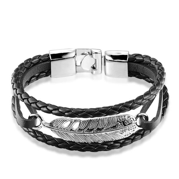 fashion punk cowhide leather men bracelet bangles for women feather jewelry charm gift pulseira masculina link, chain, Black
fashion punk cowhide leather men bracelet bangles for women feather jewelry charm gift pulseira masculina link, chain, Black