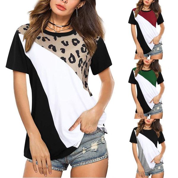 women's t-shirt harajuku camisas t shirt casual color contrast leopard print loose o-neck short-sleeved summer female mujer, White
women's t-shirt harajuku camisas t shirt casual color contrast leopard print loose o-neck short-sleeved summer female mujer, White