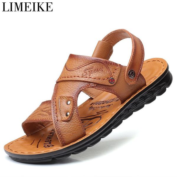 sandals limeike summer men's british fashion genuine leather beach shoes mens casual massage non-slip large slippers flats, Black
sandals limeike summer men's british fashion genuine leather beach shoes mens casual massage non-slip large slippers flats, Black