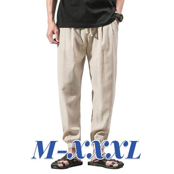 men's pants european and american hip-hop pure color breathable cotton linen casual sports tethered trousers, Black
men's pants european and american hip-hop pure color breathable cotton linen casual sports tethered trousers, Black