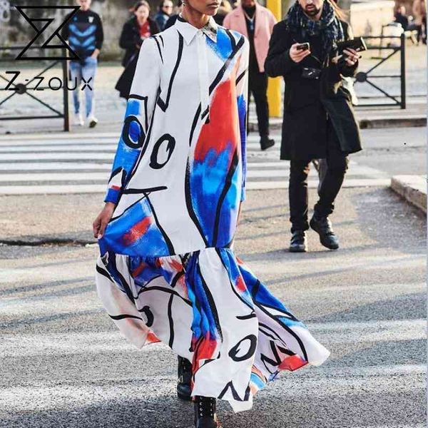 women dress color matching printed maxi dresses long sleeve loose big swing plus size ladies autumn 210524, Black;gray
women dress color matching printed maxi dresses long sleeve loose big swing plus size ladies autumn 210524, Black;gray