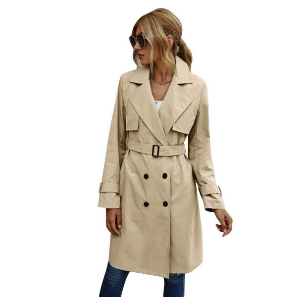 women's trench coats elegant fashion women solid color outerwear double breasted long sleeve lapel belted autumn spring, Tan;black
women's trench coats elegant fashion women solid color outerwear double breasted long sleeve lapel belted autumn spring, Tan;black