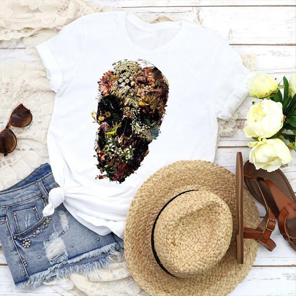 graphic horror funny skull floral women short sleeve fashion tees print clothing female womens, White
graphic horror funny skull floral women short sleeve fashion tees print clothing female womens, White