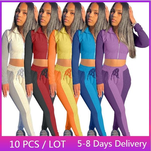 women's two piece pants wholesale items fall sweatsuits for women fitness color patchwork tracksuit workout set jacket and, White
women's two piece pants wholesale items fall sweatsuits for women fitness color patchwork tracksuit workout set jacket and, White
