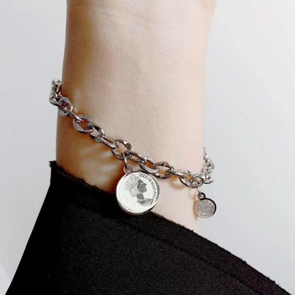 link, chain the queen's head han edition contracted small coins titanium steel bracelet hip-hop personality design ins cold wind wi, Black
link, chain the queen's head han edition contracted small coins titanium steel bracelet hip-hop personality design ins cold wind wi, Black