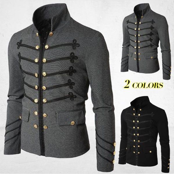 men's suits & blazers zogaa 2021 vintage solid men jacket steampunk tunic rock frock uniform male punk metal military coat outwear, White;black
men's suits & blazers zogaa 2021 vintage solid men jacket steampunk tunic rock frock uniform male punk metal military coat outwear, White;black