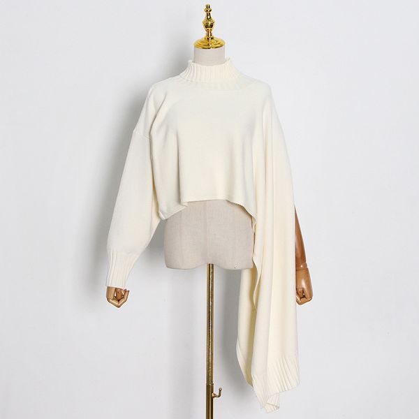 women's sweaters loose female sweater with irregular slit, short knitted turtleneck high for autumn and winter nv6o, White;black
women's sweaters loose female sweater with irregular slit, short knitted turtleneck high for autumn and winter nv6o, White;black