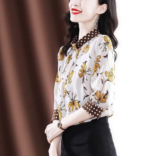 women's blouses & shirts floral shirt ladies 2021 summer fashion temperament stand-up collar printed three-quarter sleeve chiffon top, White
women's blouses & shirts floral shirt ladies 2021 summer fashion temperament stand-up collar printed three-quarter sleeve chiffon top, White