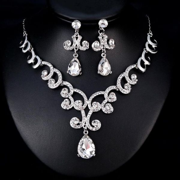 earrings & necklace crystal bridal jewelry sets women fashion rhinestone choker african wedding for accessories, Silver
earrings & necklace crystal bridal jewelry sets women fashion rhinestone choker african wedding for accessories, Silver