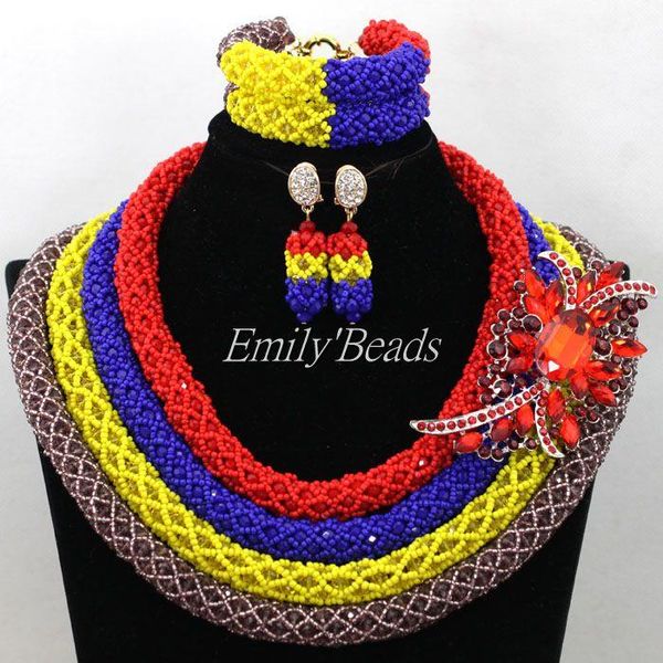 earrings & necklace chunky beads jewelry set costume nigerian wedding african bridal 4 layers aij839, Silver
earrings & necklace chunky beads jewelry set costume nigerian wedding african bridal 4 layers aij839, Silver