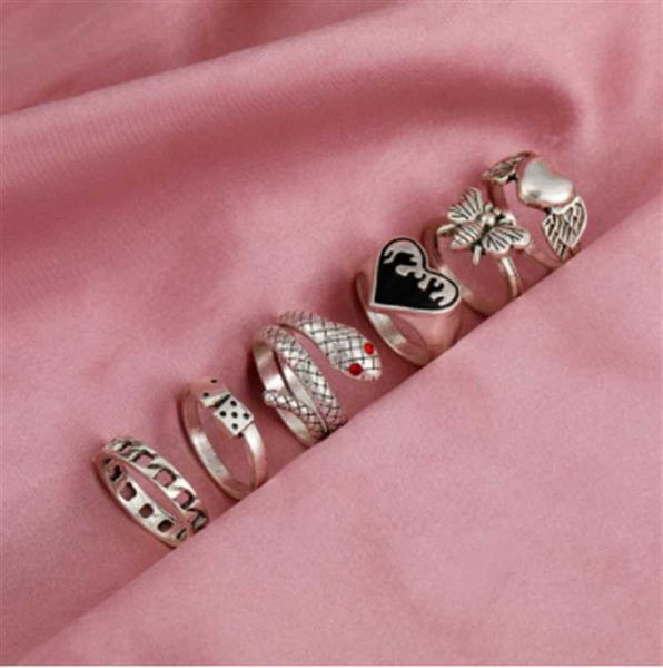 punk snake gothic silver color finger ring set 6pcs for women heart butterfly wing angel wings cupid charms rings jewelry
punk snake gothic silver color finger ring set 6pcs for women heart butterfly wing angel wings cupid charms rings jewelry