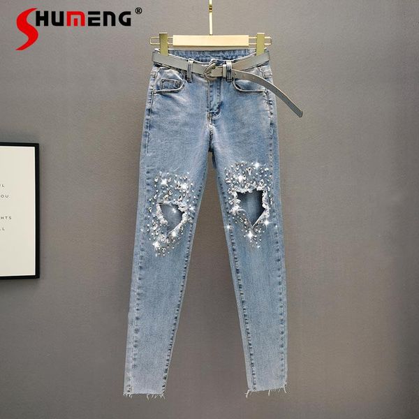spring summer european rhinestone ripped jeans fashion high waist slim fit women denim pants simple skinny trousers women's, Blue
spring summer european rhinestone ripped jeans fashion high waist slim fit women denim pants simple skinny trousers women's, Blue