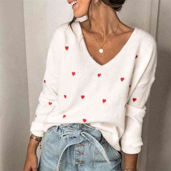 heart print v neck knitted oversized casual sweater pullovers women white winter warm vintage jumper 210427, White;black
heart print v neck knitted oversized casual sweater pullovers women white winter warm vintage jumper 210427, White;black