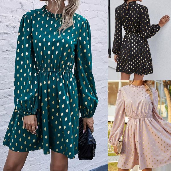 casual dresses fashionable and stylish design women's dress polka dot printing stand-up collar long sleeve comfortable soft, Black;gray
casual dresses fashionable and stylish design women's dress polka dot printing stand-up collar long sleeve comfortable soft, Black;gray