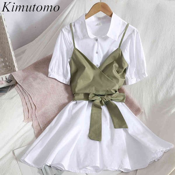 kimutomo solid 2 piece set ladies white turn-down collar short sleeve breasted a-line shirt dress + cross bandage bow sling suit 210521
kimutomo solid 2 piece set ladies white turn-down collar short sleeve breasted a-line shirt dress + cross bandage bow sling suit 210521