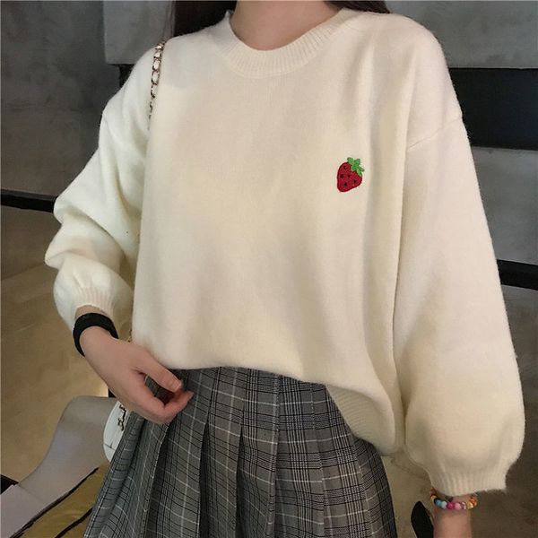 knits sweet korean student girl loose preppy pullover style pull femme hiver female sweater, White
knits sweet korean student girl loose preppy pullover style pull femme hiver female sweater, White