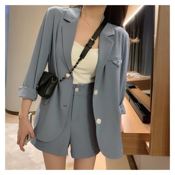 women's two piece pants blazer suit set double breasted jacket 2021autumn ladies formal, White
women's two piece pants blazer suit set double breasted jacket 2021autumn ladies formal, White