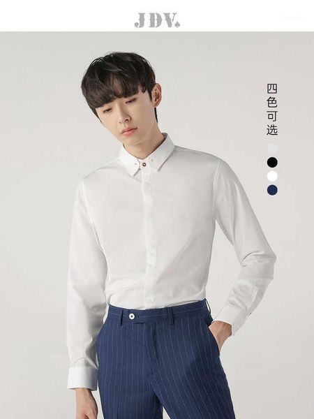 men's dress shirts jdv white shirt business youth fashion trend long sleeve slim senior men, White;black
men's dress shirts jdv white shirt business youth fashion trend long sleeve slim senior men, White;black