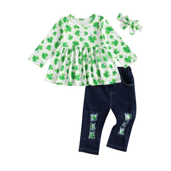 clothing sets kids girl flouncing , jeans, clover printed long sleeve round collar party street summer spring 2-piece suit, White
clothing sets kids girl flouncing , jeans, clover printed long sleeve round collar party street summer spring 2-piece suit, White