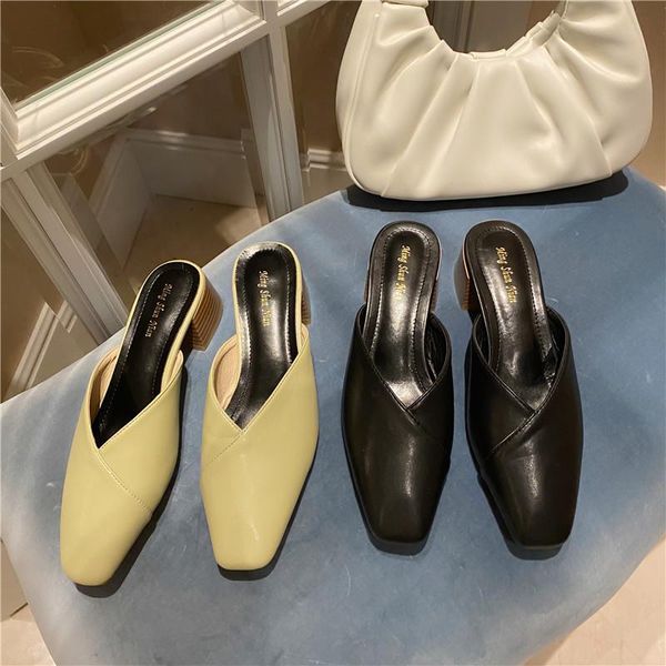 shoes square toe woman's slippers med slides block 2021 basic rome fabric rubber hoof heels pu, Black
shoes square toe woman's slippers med slides block 2021 basic rome fabric rubber hoof heels pu, Black
