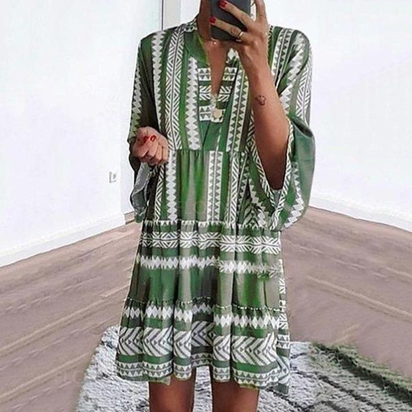 women summer dress v neck slleve printed mini party beach wear female bohemian casual dresses, Black;gray
women summer dress v neck slleve printed mini party beach wear female bohemian casual dresses, Black;gray