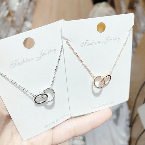 pendant necklaces women necklace the ring is linked to double-ring collar chain, Silver
pendant necklaces women necklace the ring is linked to double-ring collar chain, Silver