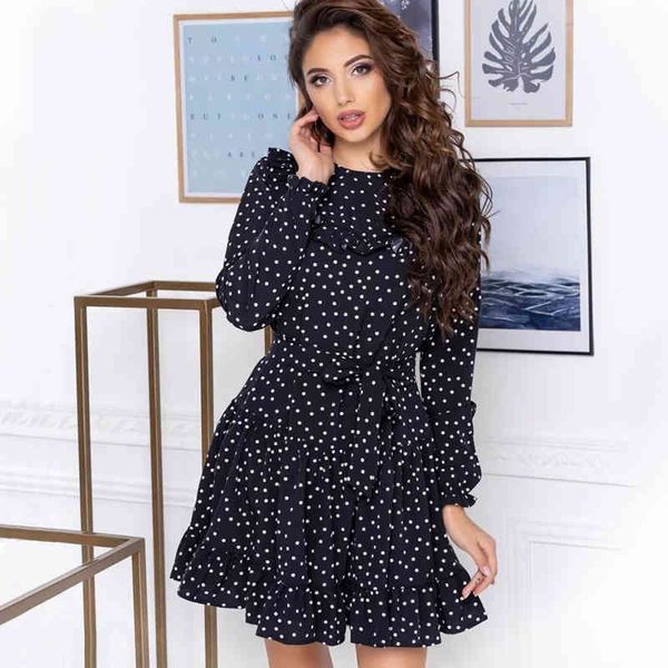 cvyataya ladies dot print ruffles sashes a line dress women fashion back keyhole o neck long sleeves mini autumn dresses 210322, Black;gray
cvyataya ladies dot print ruffles sashes a line dress women fashion back keyhole o neck long sleeves mini autumn dresses 210322, Black;gray