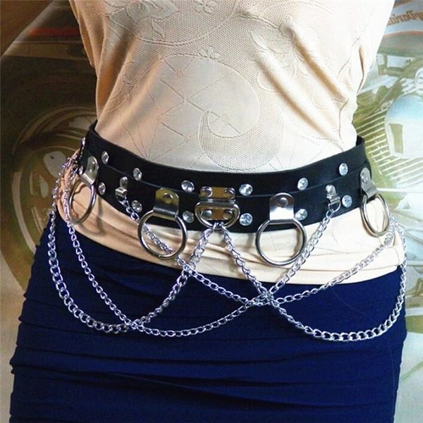 belts fashion handmade leather waist belt harness punk circle chain metal link, Black;brown
belts fashion handmade leather waist belt harness punk circle chain metal link, Black;brown
