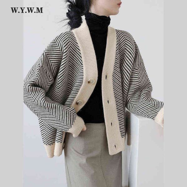 wywm fall striped knitted cardigans sweater women vintage korean chic long sleeve coat fashion streetwear loose female 211217, White;black
wywm fall striped knitted cardigans sweater women vintage korean chic long sleeve coat fashion streetwear loose female 211217, White;black