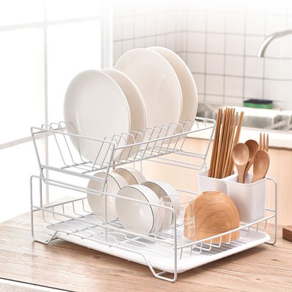hooks & rails double rows stainless steel dishes drying rack with drain board for kitchen counter utensil holder mjj8
hooks & rails double rows stainless steel dishes drying rack with drain board for kitchen counter utensil holder mjj8