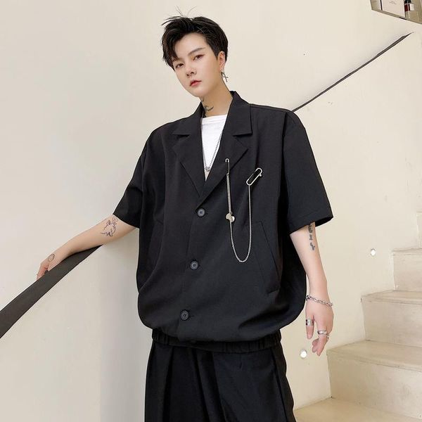men's suits & blazers summer metal chain suit korean casual social formal short-sleeved jacket dress, White;black
men's suits & blazers summer metal chain suit korean casual social formal short-sleeved jacket dress, White;black