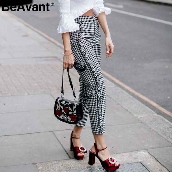 women's pants & capris beavant ruffle skinny winter plaid female 2021 button pockets trousers women high waist streetwear causal, Black;white
women's pants & capris beavant ruffle skinny winter plaid female 2021 button pockets trousers women high waist streetwear causal, Black;white