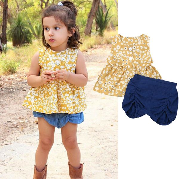 1-5y infant baby kids girls summer outfits clothes sets floral pants shorts clothes, White
1-5y infant baby kids girls summer outfits clothes sets floral pants shorts clothes, White