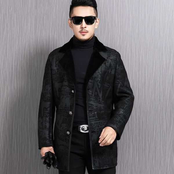 men's leather & faux genuine jacket men winter sheepskin coat for real wool lining slim fit chaqueta cuero hombre 17l-105 kj3849, Black
men's leather & faux genuine jacket men winter sheepskin coat for real wool lining slim fit chaqueta cuero hombre 17l-105 kj3849, Black