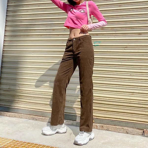 women casual cordury solid brown skinny trousers y2k harajuku chic mid waist pants loose streetweear 90s vintage joggers outfit women's, Black;white
women casual cordury solid brown skinny trousers y2k harajuku chic mid waist pants loose streetweear 90s vintage joggers outfit women's, Black;white