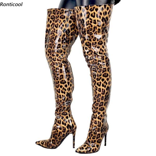 ronticool women winter thigh high boots leopard back zipper stiletto heels pointed toe brown blue grey club shoes us size 5-15, Black
ronticool women winter thigh high boots leopard back zipper stiletto heels pointed toe brown blue grey club shoes us size 5-15, Black